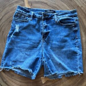 Judy Blue Women's Frayed Hem Jean Shorts - Dark Blue